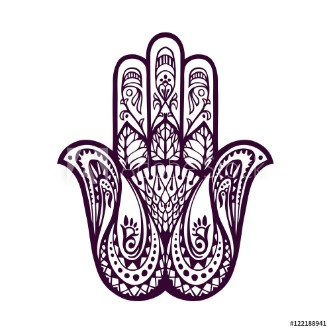 Picture of Hand drawn Hamsa or  of Fatima Vector illustration with ethnic and floral ornaments